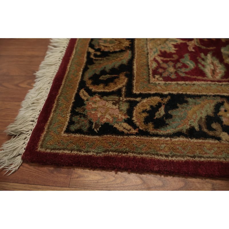 Hand Knotted Oriental 100% Wool Carpet Traditional Floral Red Agra Area Rug - 4' 1'' X 3' 11''