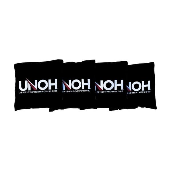 slide 2 of 3, Northwestern Ohio Racers Black Cornhole Bags All-Weather Resin Filled