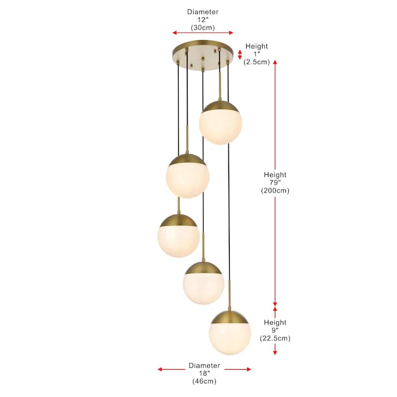 5-Light 18 inch Pendant with Frosted White Glass
