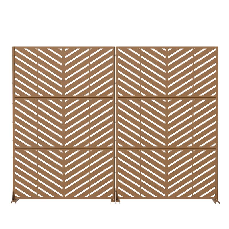 Outdoor Privacy Screen with Stand for Patio Garden Metal Fence Set of 2