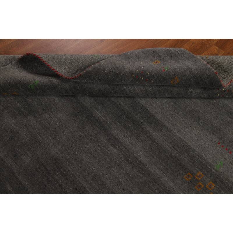 Gabbeh Oriental Area Rug Handmade Grey Modern Wool Carpet - 5'9" x 7'8"