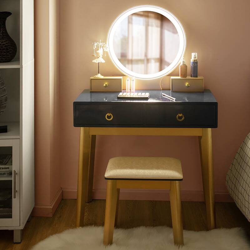 Costway Vanity Makeup Table Touch Screen 3 Lighting Modes Dressing - See Details - Black