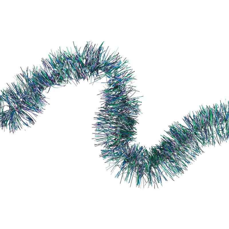 Shiny Tinsel Two-Tone Christmas Garland - 18' x 3" - Blue