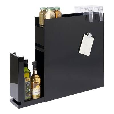 Yamazaki Home Two-Tier Sliding Drawer Seasoning Rack, Steel - L 19.69 x W 4.92 x H 20.67 inches