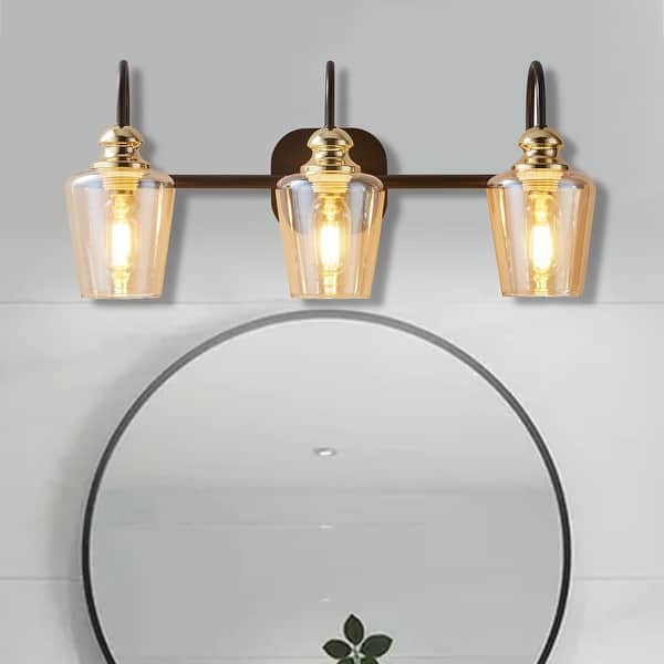 Luxury 3 / 4 Lights Bathroom Vanity Lights Rose Gold with Clear Glass