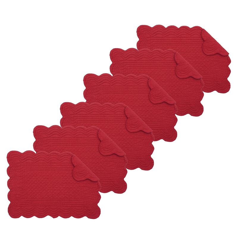 Quilted Scallop Placemat Red Set 6