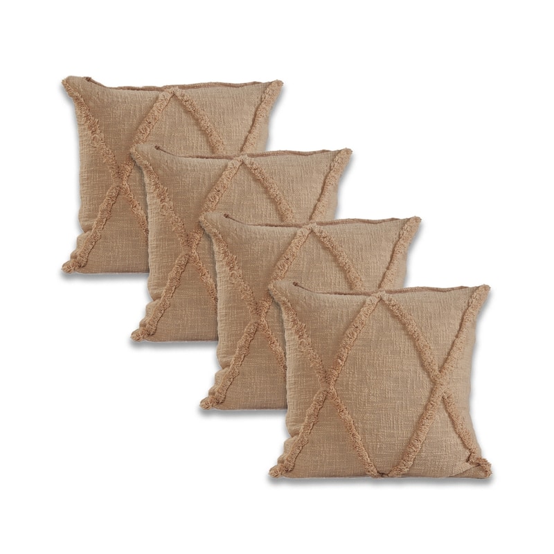 Sevita shoreline Natural Cotton Square Pillow, Feather Filled, Set of 2 or 4