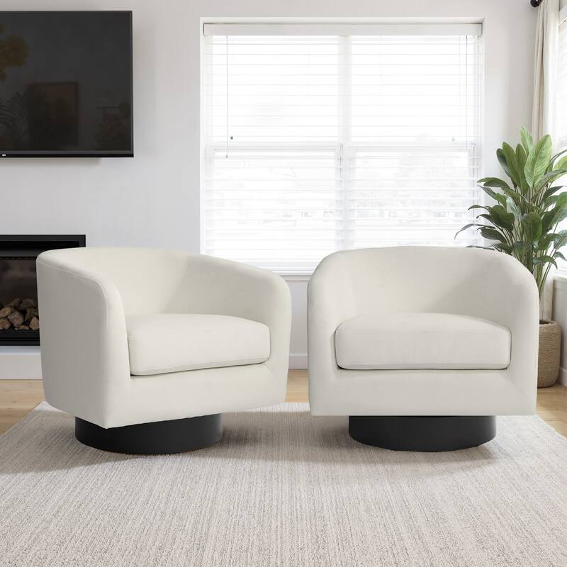 2 Set 360-Degree Swivel Round Barrel Chair Velvet Accent Chairs