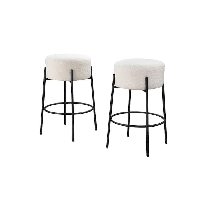 LuXeo Danica Bar Stool Black Steel Legs with Upholstered Seat (Set of 2)