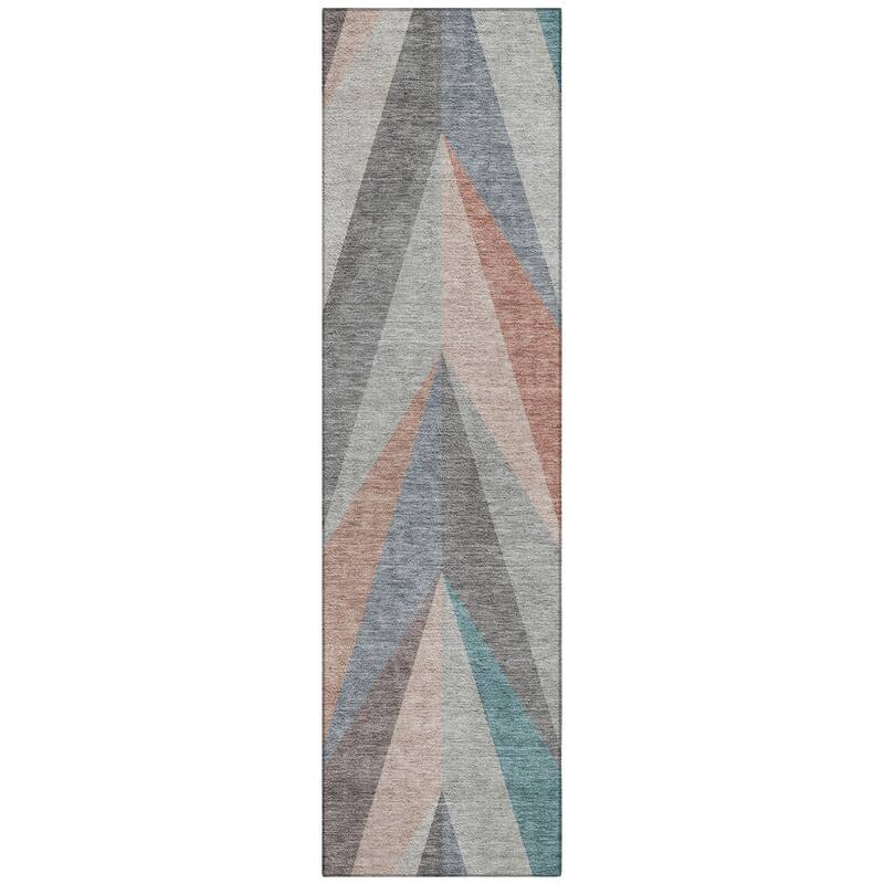 Machine Washable Indoor/ Outdoor Modern Chevron Chantille Rug