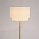 preview thumbnail 6 of 4, Burnaby Gold Brass Mid-Century Modern Floor Lamp White Linen Shade Pull Chain Switch - 15-in W x 62.5-in H x 15-in D