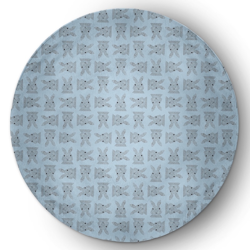 Criss Cross Bunnies Easter Chenille Rug