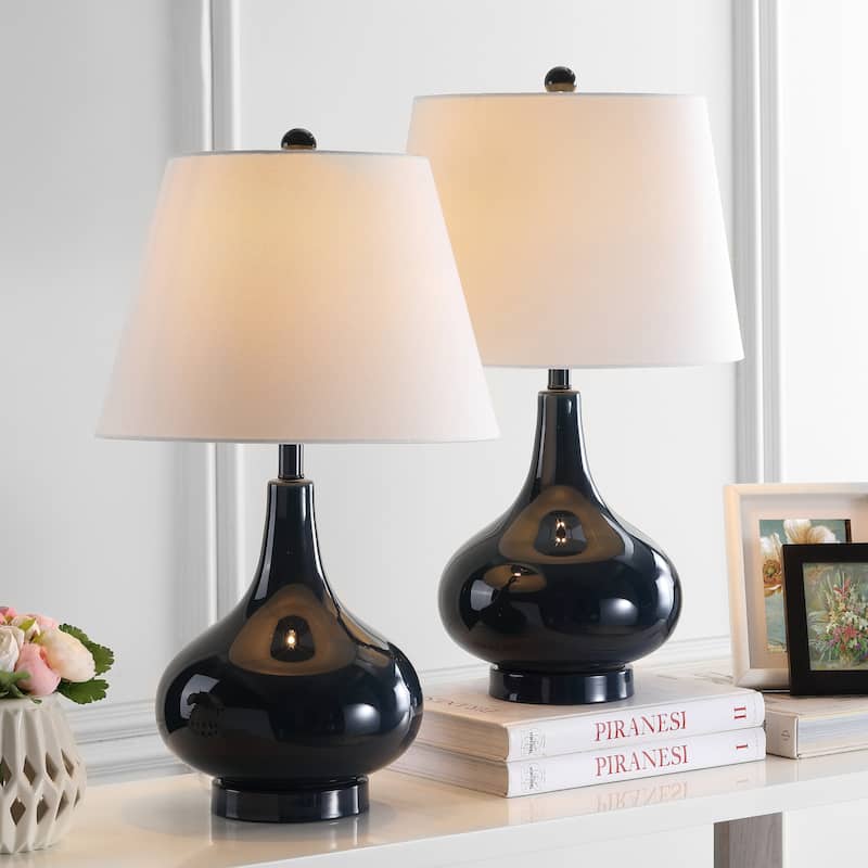 SAFAVIEH Lighting Shanda 24-inch Gourd Glass White Table Lamp (Set of 2) - 14"x14"x24" - 14Wx14Dx24H