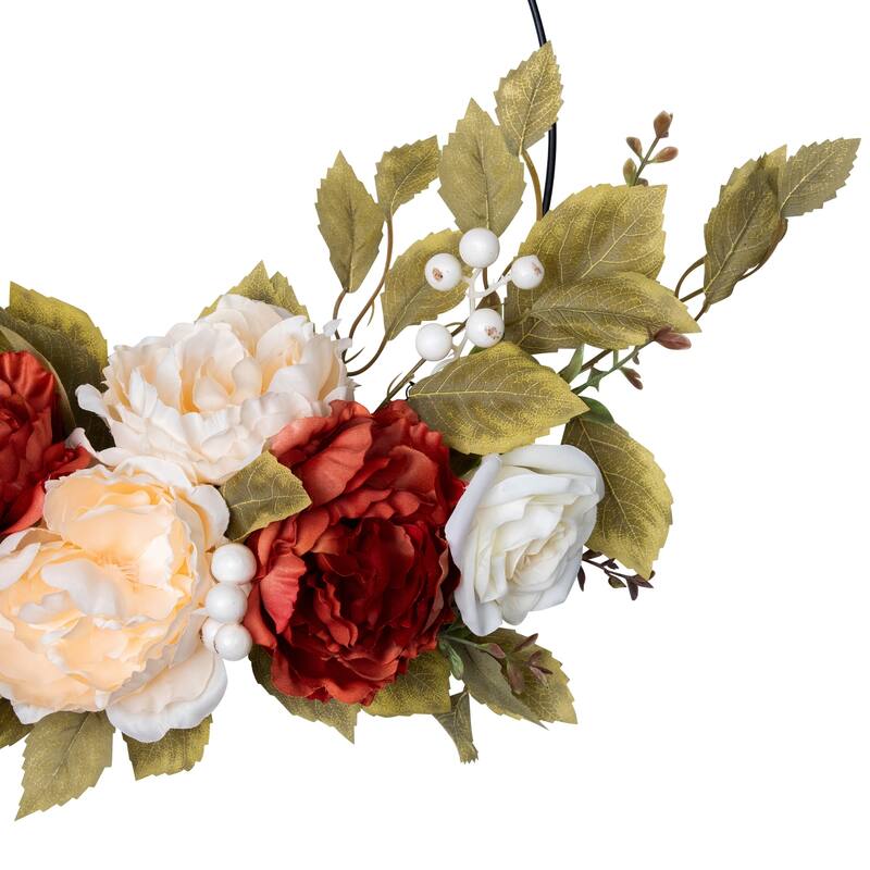 21" Autumn Harvest Artificial Floral Fall Foliage Twig Wreath