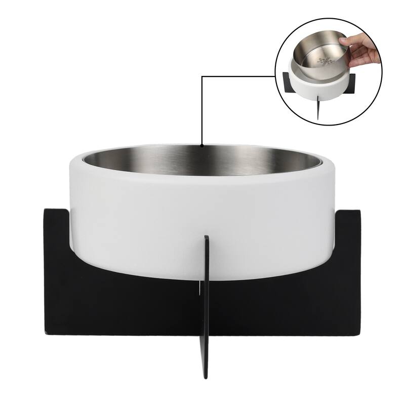 Intersecta Concrete & Steel Pet Feeder - 16oz with Metal Stand