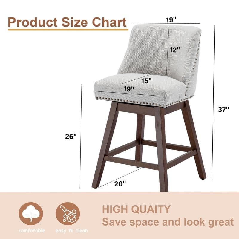 Counter Height Swivel Nail Head Upholstered Barstools Set of 6