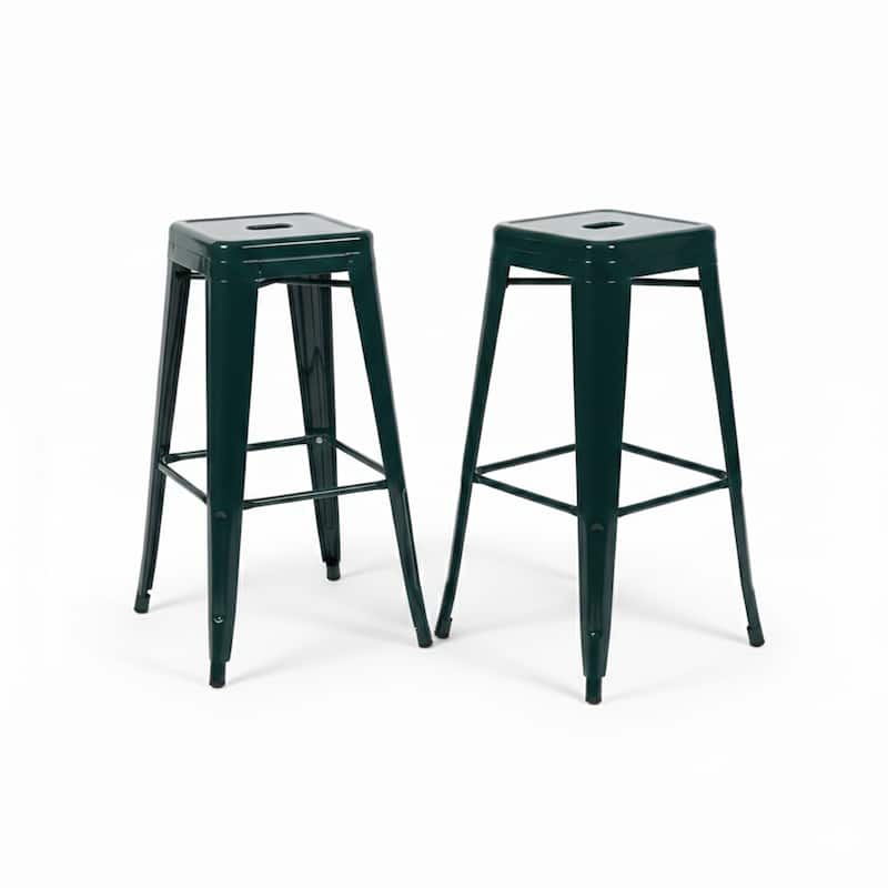 AC Pacific 30 Inch Industrial Stackable Metal BarStools Set of 2 - Emerald