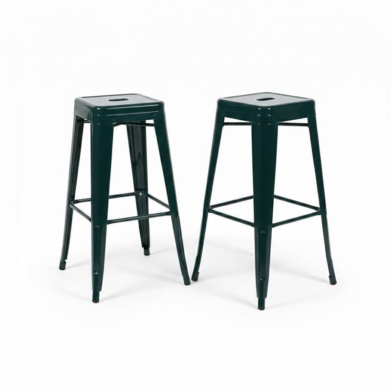 AC Pacific 30 Inch Industrial Stackable Metal BarStools Set of 4 - Emerald