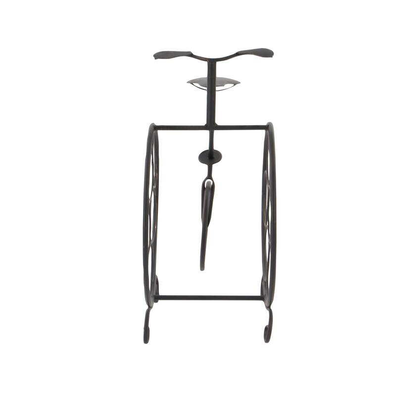 Metal Bike 7 Bottle Wine Rack with Scrollwork - Brass - Roche River Decor - 9"W x 21"L x 19"H