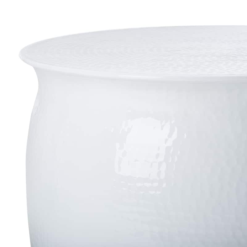 SAFAVIEH Karel Silver Metal Table Stool - 24" W x 24" L x 16.8" H - 24Wx24Dx17H - White