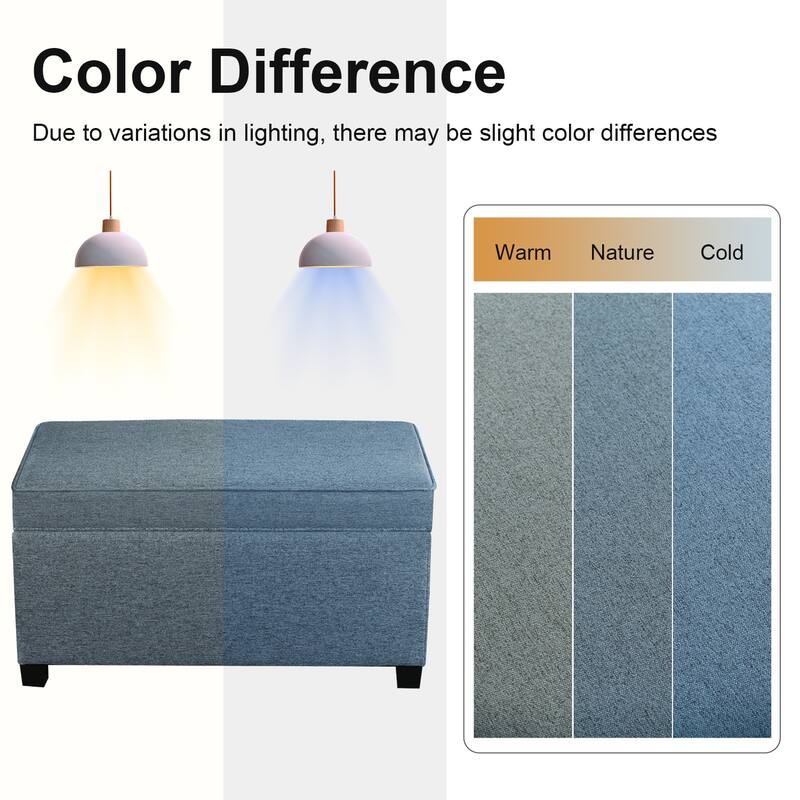 Adeco Linen Storage Ottoman Bench for Entryway or Bedroom