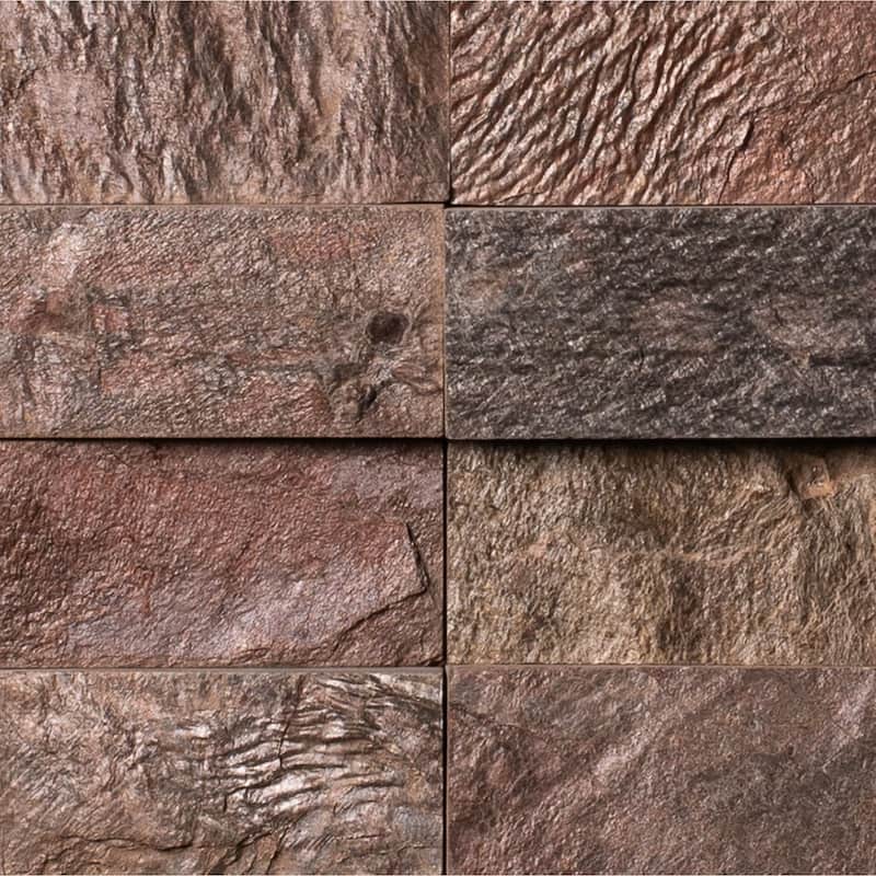 Stone Wedge 2 in. x 12 in. Burnished Bronze Split Face Quartzite Wall Tile