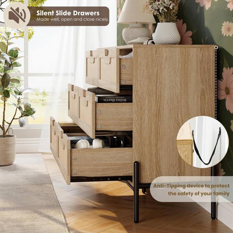 6 Rattan Openwork Grip Chest, with Storage