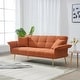 preview thumbnail 9 of 8, Convertible Sofa Couch Orange Sleeper Sofa with Adjustable Backrest, Velvet Folding Sofa Bed with Wood Frame