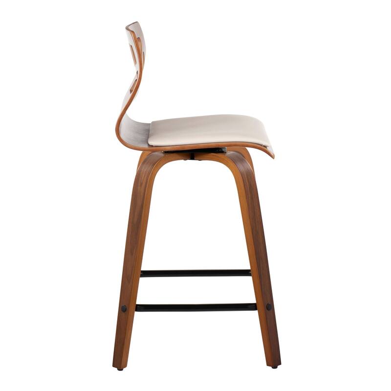 Carson Carrington Sala 24" Fixed-Height Counter Stool with Bent Wood Legs & Square Footrest (Set of 2)