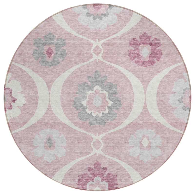 Machine Washable Indoor/ Outdoor Chantille Floral Geo Rug