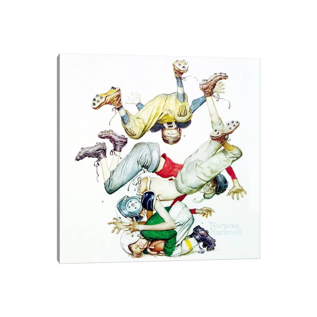 iCanvas "First Down (Four Sporting Boys - Football)" by Norman Rockwell Canvas Print