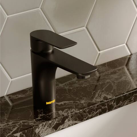 Karran Kayes single Hole Single Handle Basin Bathroom Faucet with Matching Pop-up Drain