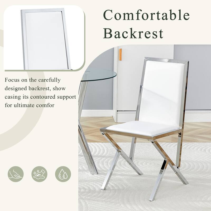 Set of 2, Metal Framed PU Dining Chairs: Ergonomic Design, A Simple And Luxurious Choice