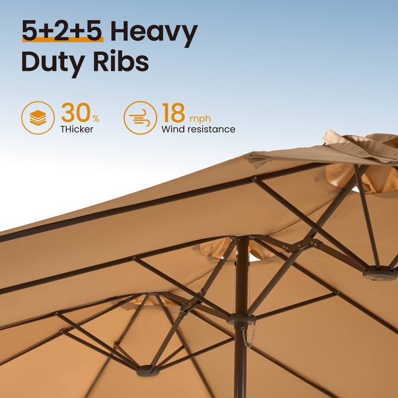 ​OVIOS 15ft Double Side Patio Umbrella Extra Large with Crank