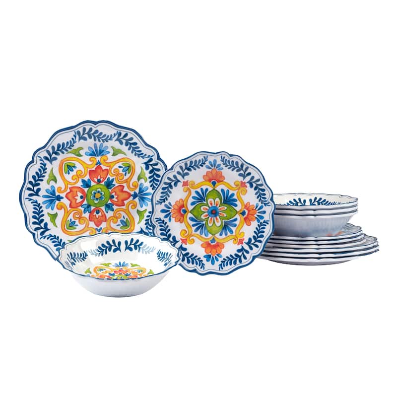 Certified International Flores Melamine 12-piece Dinnerware Set, Service for 4