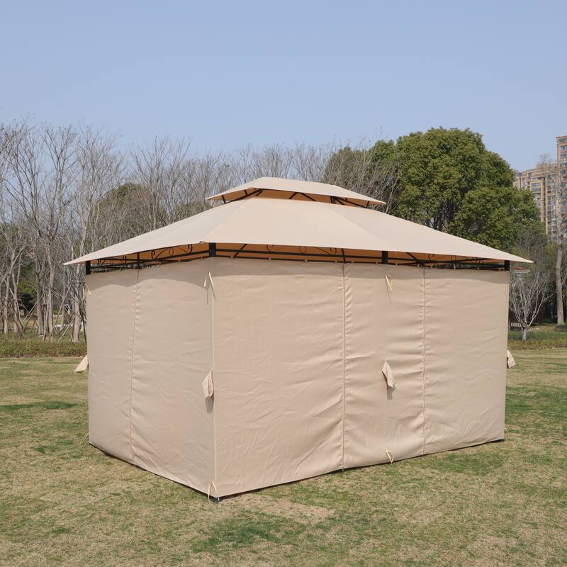 13 x 10 Outdoor Gazebo Canopy Tent With Ventilated Double Roof And Mosquito net for Lawn(Detachable Mesh Screen On All Sides)