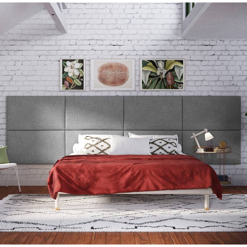 Jaxx Panelist Padded Headboard - Set of 2 Wall Panels - Microvelvet Mouse Grey - King