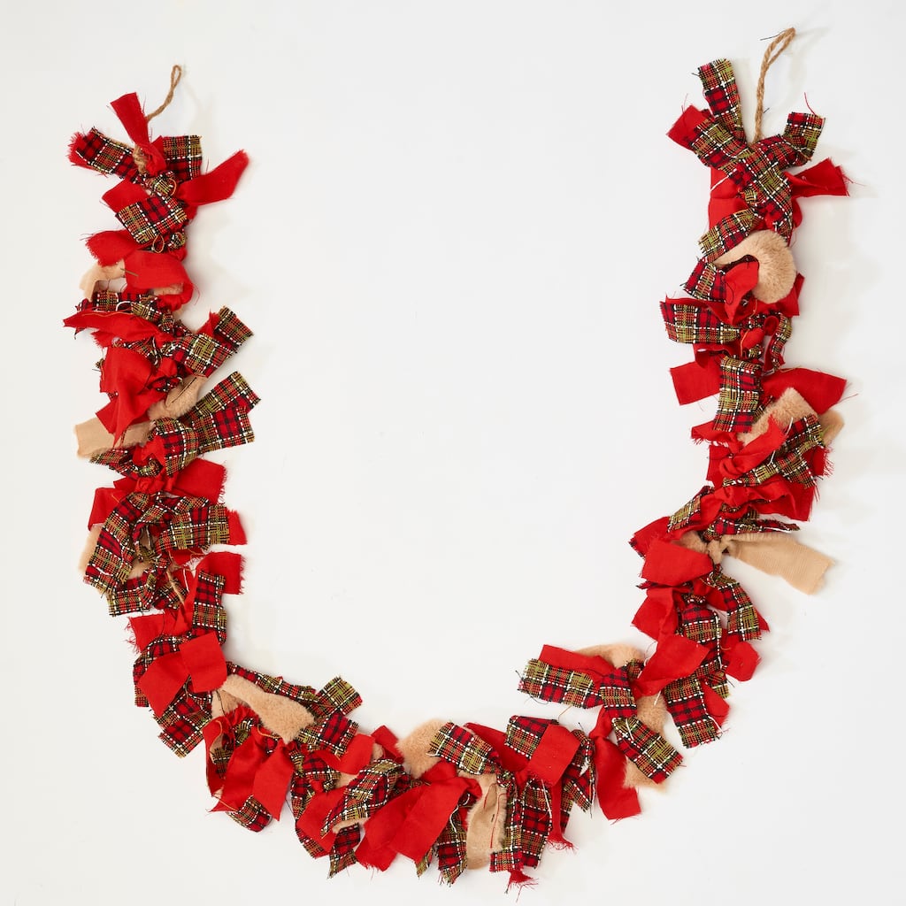 71" Christmas Rag Tye Garland - Multicolor