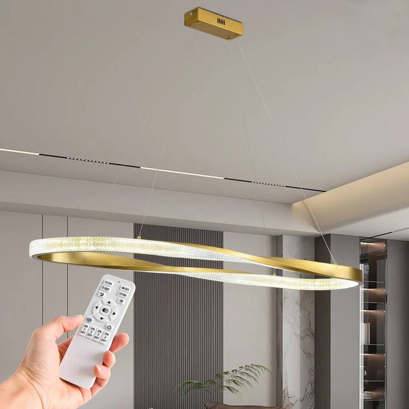 Modern LED Pendant Light Fixture, Contemporary Irregular Ring Chandelier - 47.24 - golden