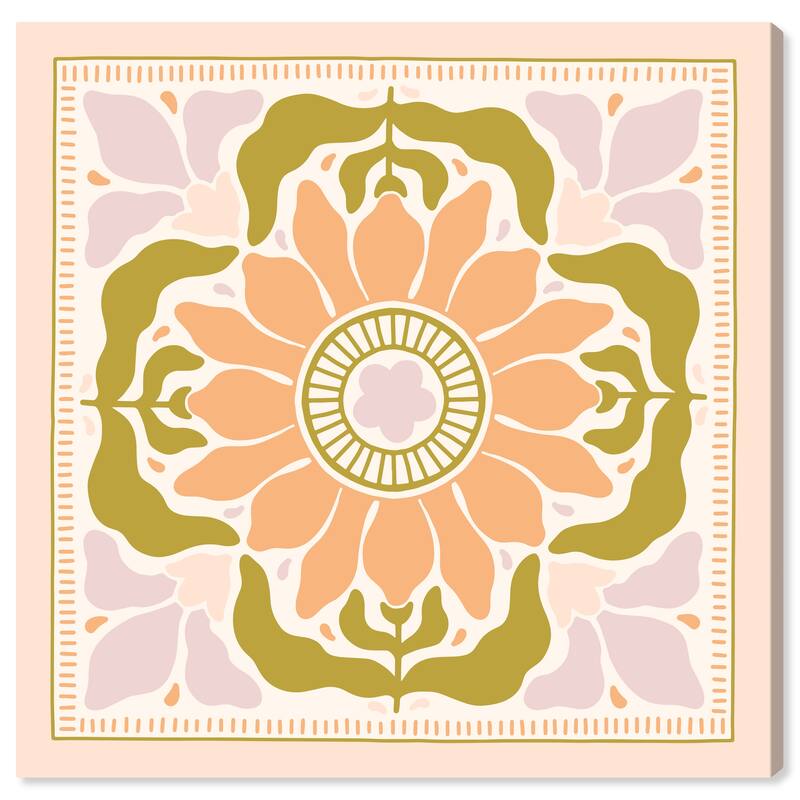 Wynwood Studio Canvas Fashion and Glam Art Deco Flower Scarf Pink and Light Pink Vintage Wall Art Canvas Print - 20 x 20