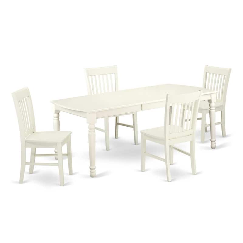 Kitchen Table Set 5 Piece Dining Set Rustic White Table & Chairs