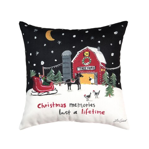 Christmas Memories 18" x 18" Indoor/Outdoor Throw Pillow - Blue