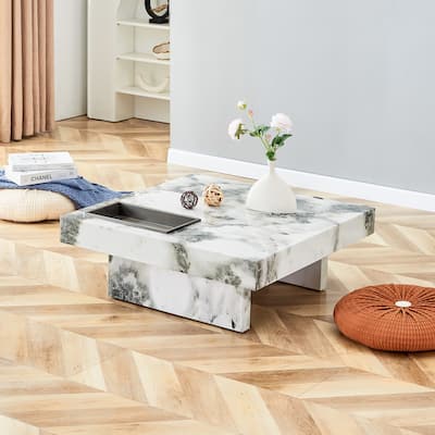 Coffee Table,Imitation Marble Pattern,Made Of Mdf Material,The Fusion Of Elegance And Natural Fashion