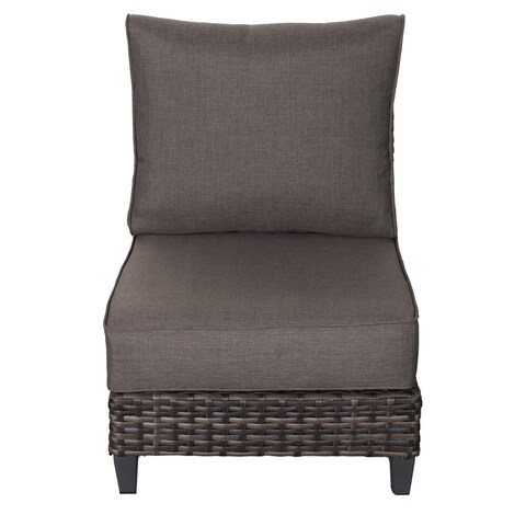 Barbados Outdoor Patio Furniture Wicker Rattan Middle of Sectional Includes Charcoal Grey Olefin Cushions