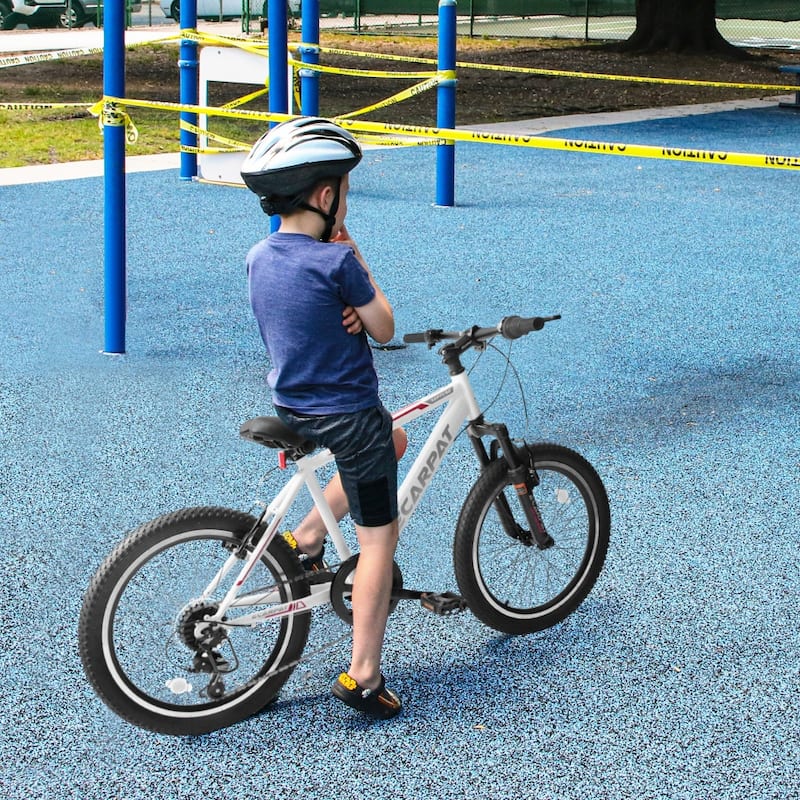 20 in Kids Montain Bike Gear Shimano 7 Speed Bike for Boys and Girls - White