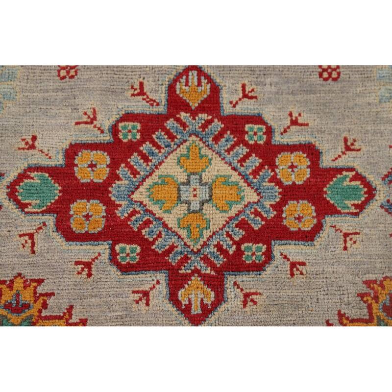 Kazak Oriental Foyer Rug Handmade Grey Wool Carpet - 3'4" x 5'1"
