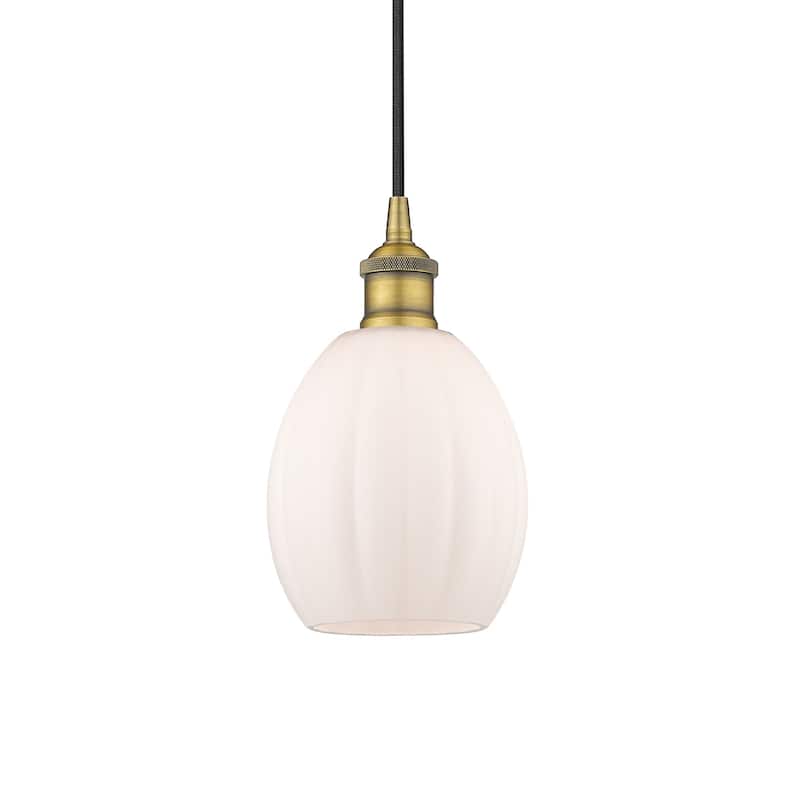 Innovations Lighting 616-1P-11-6 Eaton Pendant Eaton 6" Wide Mini - Brushed Brass / Matte White