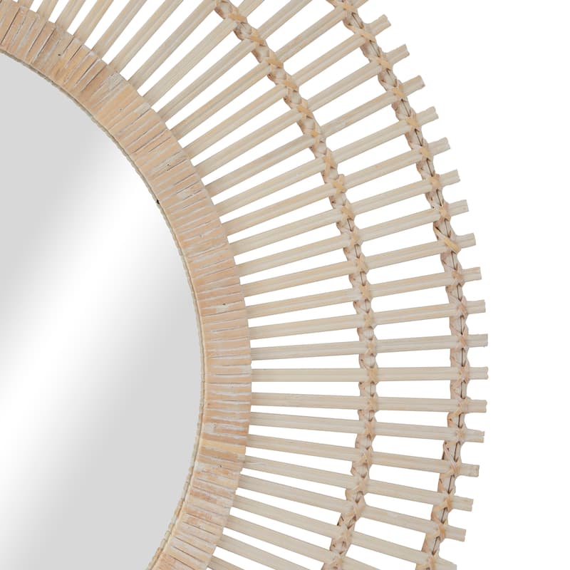 Bamboo Wood Starburst Handmade Stick Wall Mirror - Cream or Brown - Roche River Decor