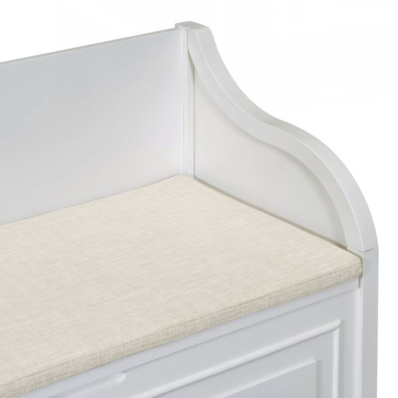 Rustic Style Solid wood Entryway Multifunctional Storage Bench with Safety Hinge