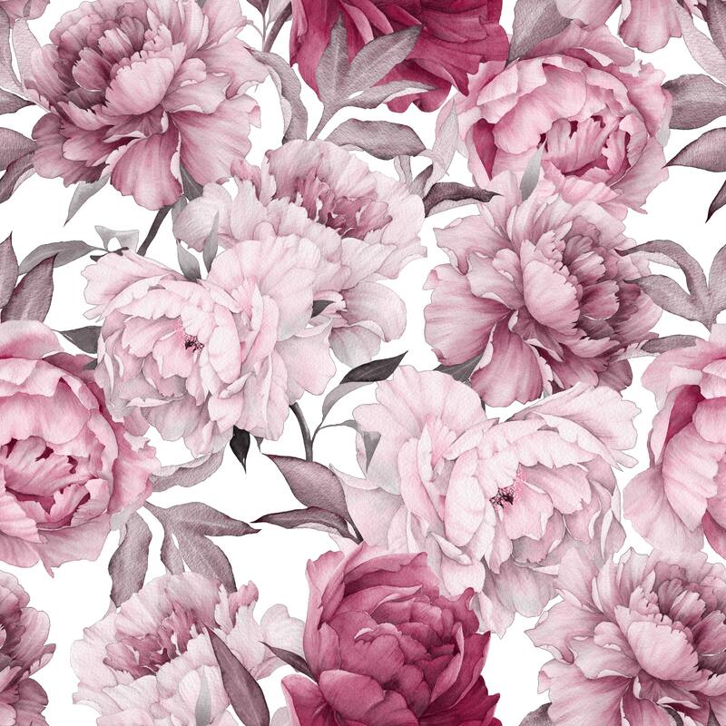 Pink Peony on White Background Wallpaper Mural Bed Bath & Beyond 32617078